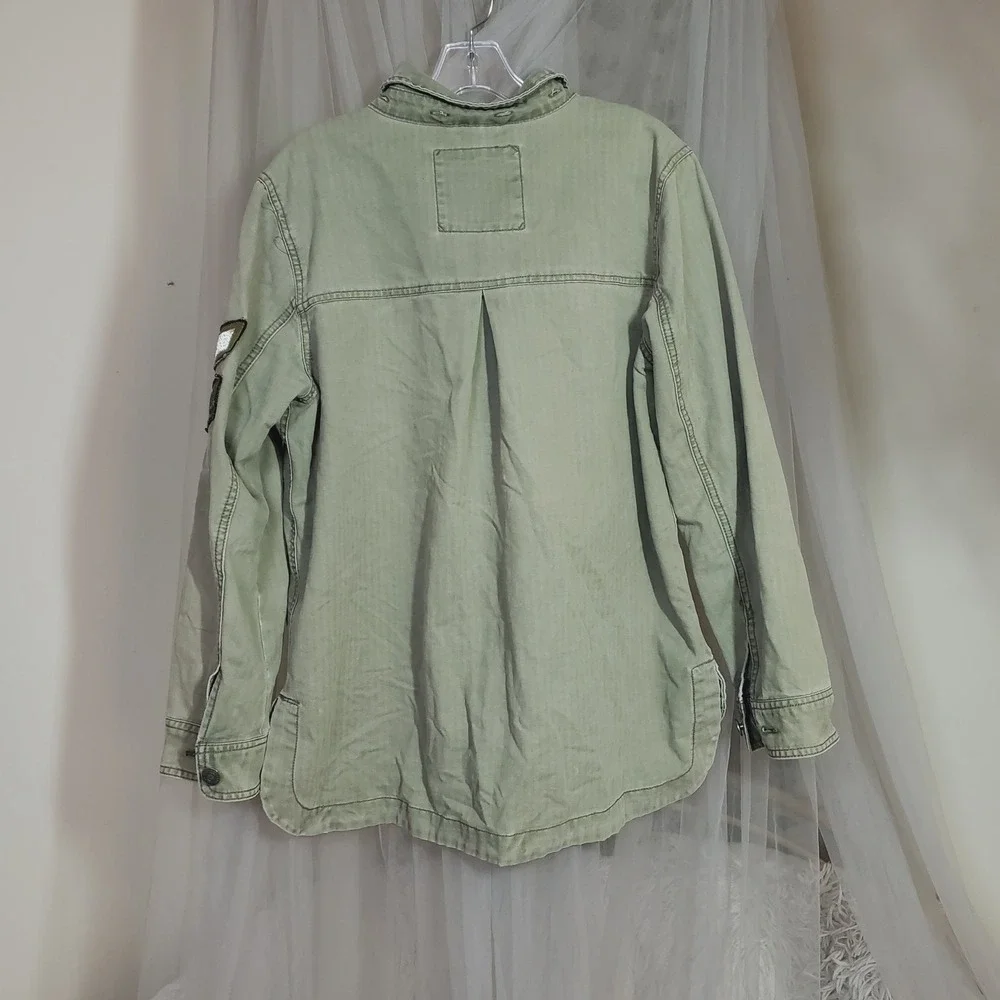 American Eagle Military Jacket Olive Green Utility Chore Shacket Large Field